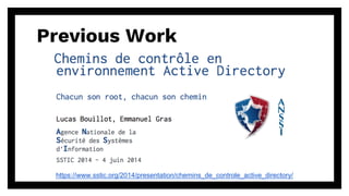 https://www.sstic.org/2014/presentation/chemins_de_controle_active_directory/
Previous Work
 