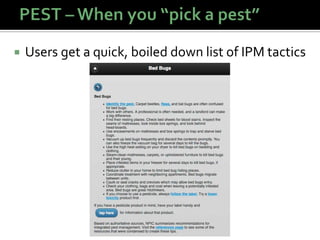Users get a quick, boiled down list of IPM tactics
 