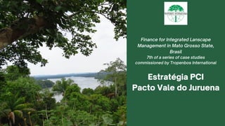 Estratégia PCI
Pacto Vale do Juruena
Finance for Integrated Lanscape
Management in Mato Grosso State,
Brasil
7th of a series of case studies
commissioned by Tropenbos International
 