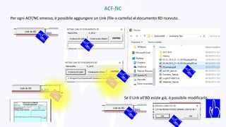 ACF-NC
Per ogni ACF/NC emesso, è possibile aggiungere un Link (file o cartella) al documento 8D ricevuto.
Se il Link all’8D esiste già, è possibile modificarlo.
 