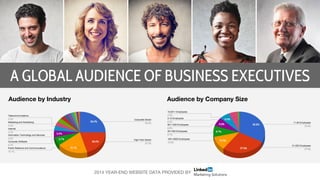 A GLOBAL AUDIENCE OF BUSINESS EXECUTIVES
Audience by Industry Audience by Company Size
2014 YEAR-END WEBSITE DATA PROVIDED BY
 