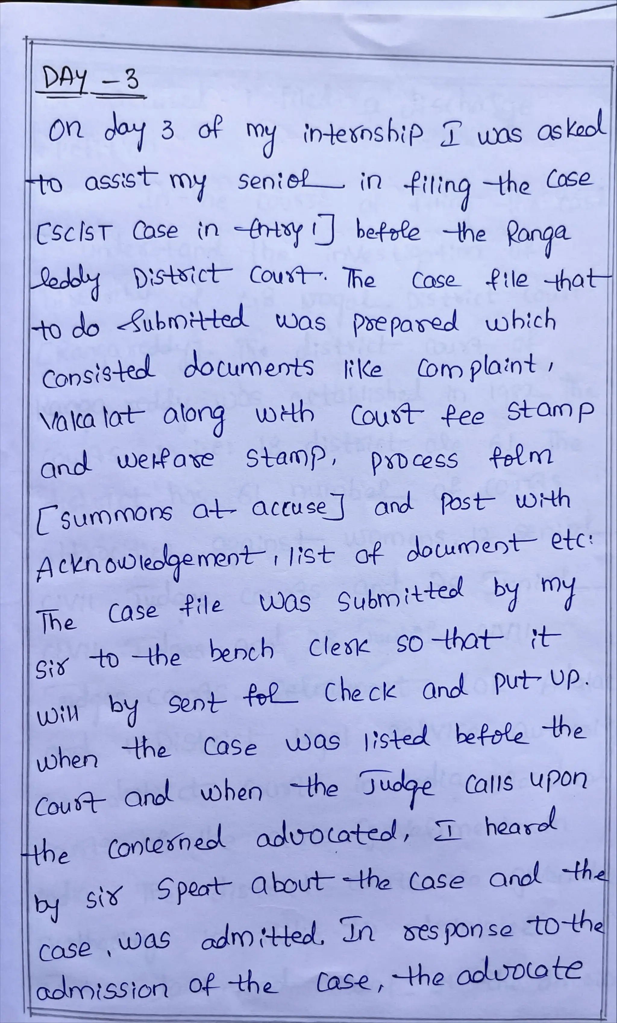 Internship Diary Osmania University 3 YD