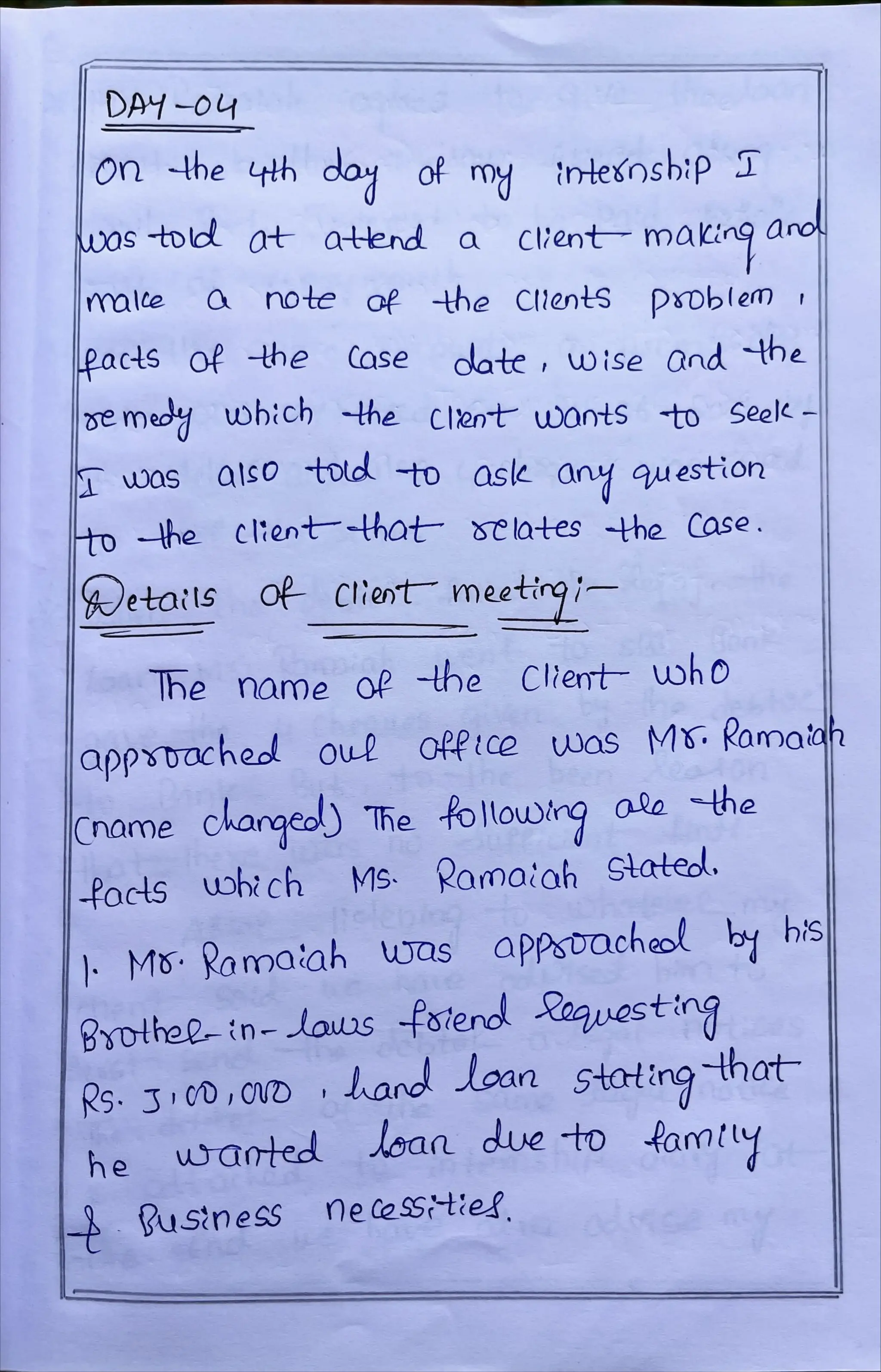 Internship Diary Osmania University 3 YD