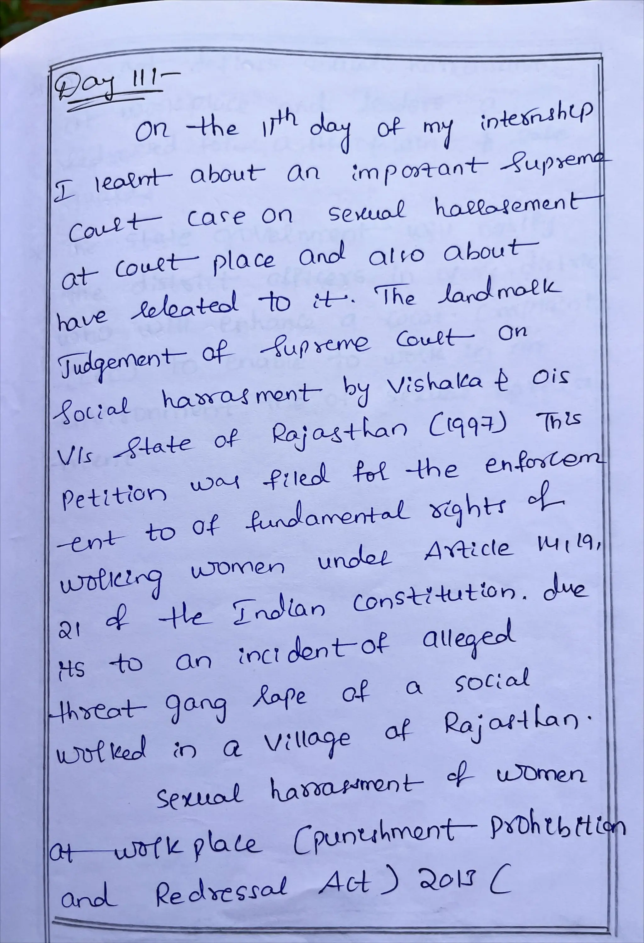 Internship Diary Osmania University 3 YD