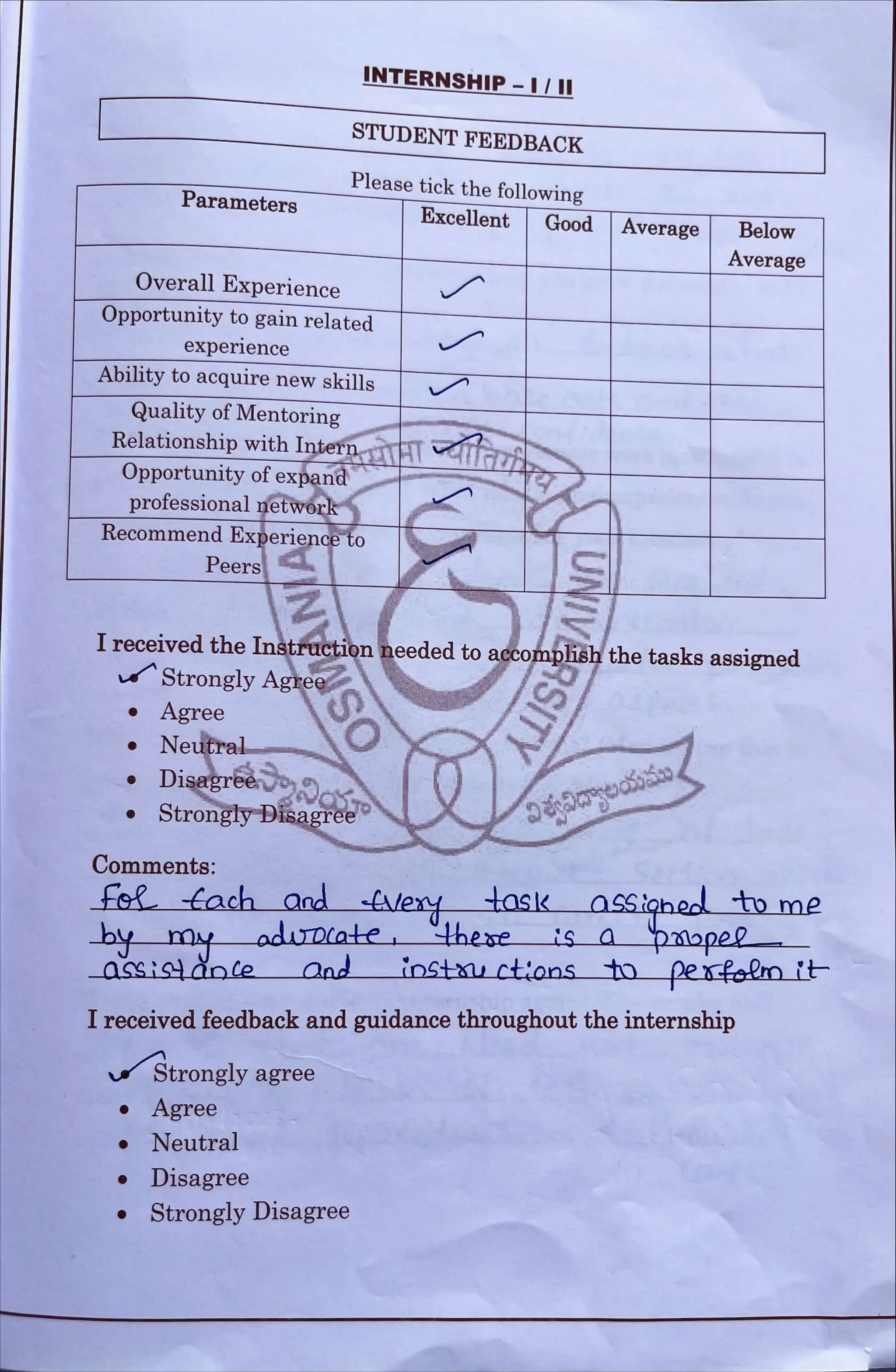 Internship Diary Osmania University 3 YD