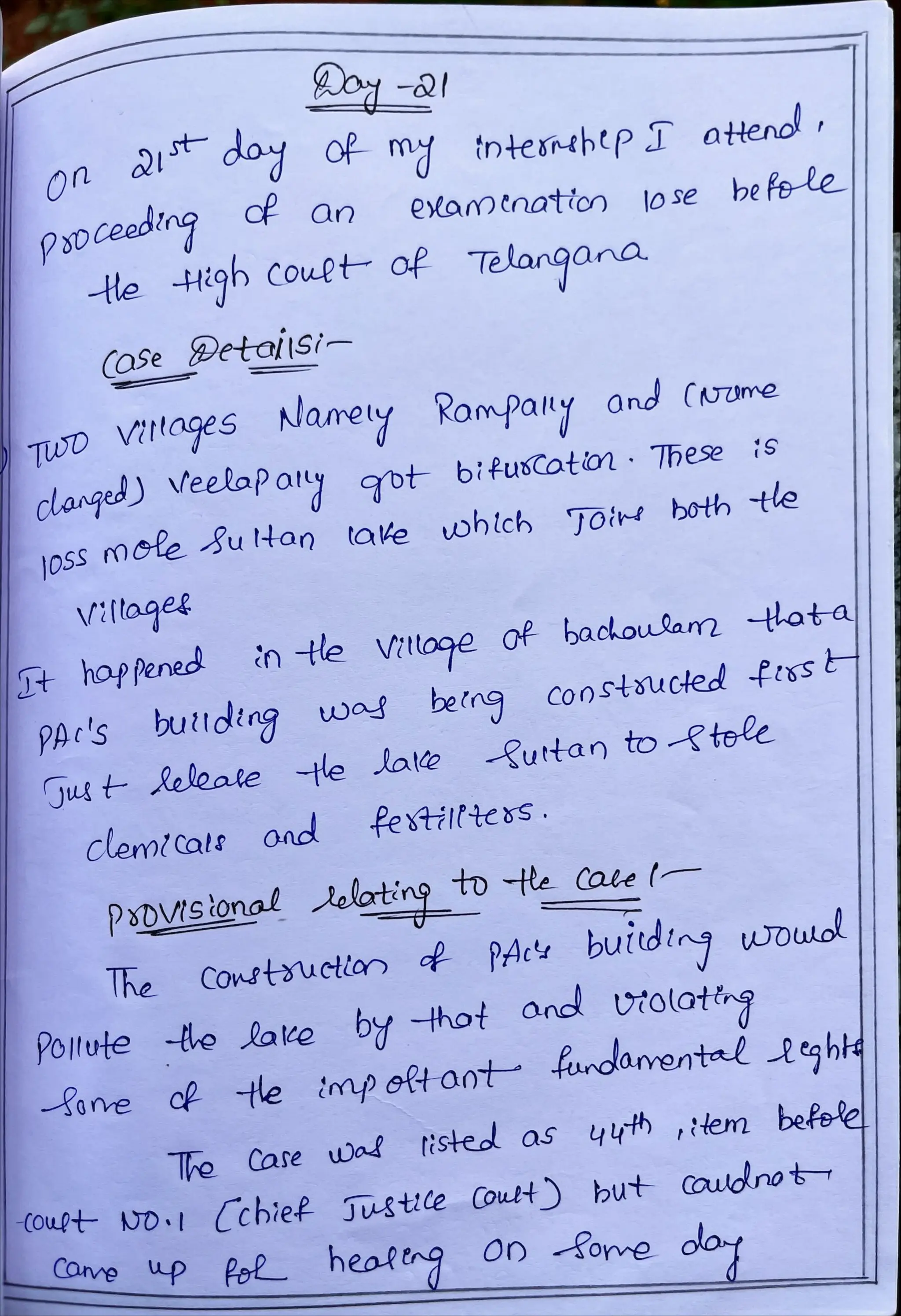 Internship Diary Osmania University 3 YD