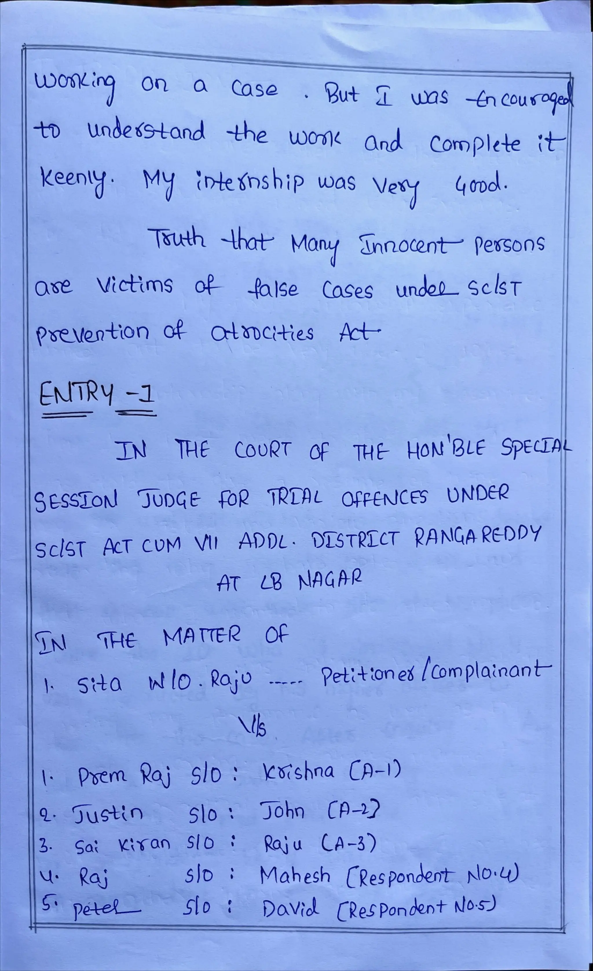 Internship Diary Osmania University 3 YD