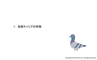 1.　鳥類キャリアの特徴
Copyright © 2018 KLab Inc. All rights reserved.
 