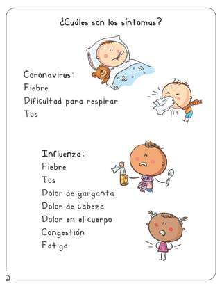 Coronavirus:
Fiebre
Dificultad para respirar
Tos
Influenza:
Fiebre
Tos
Dolor de garganta
Dolor de cabeza
Dolor en el cuerpo
Congestion
Fatiga
¿Cuales son los sintomas?
2
 