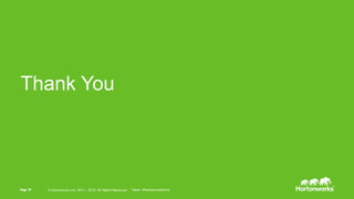 Page 79 © Hortonworks Inc. 2011 – 2015. All Rights Reserved Tweet: #hadooproadshow
Thank You
 