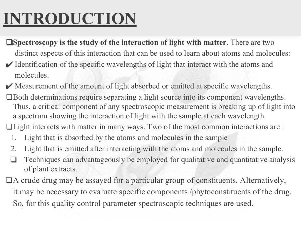 Spectroscopy in pharmacognosy