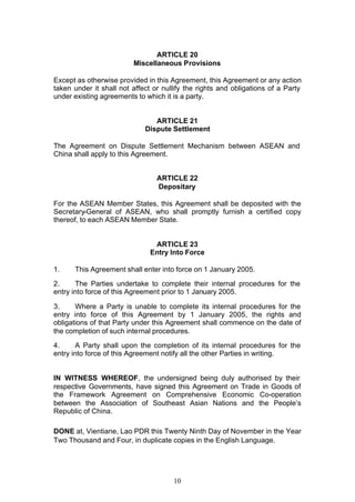 Asean China Free Trade Agreement | PDF