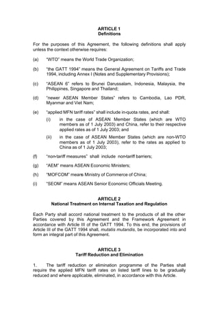 Asean China Free Trade Agreement | PDF