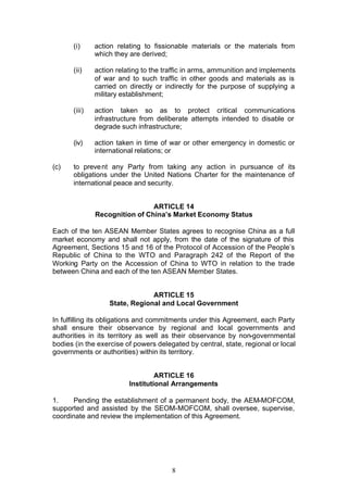 Asean China Free Trade Agreement | PDF