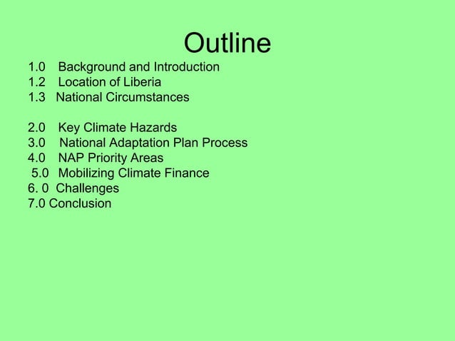 Liberia National Adaptation Plan Ppt