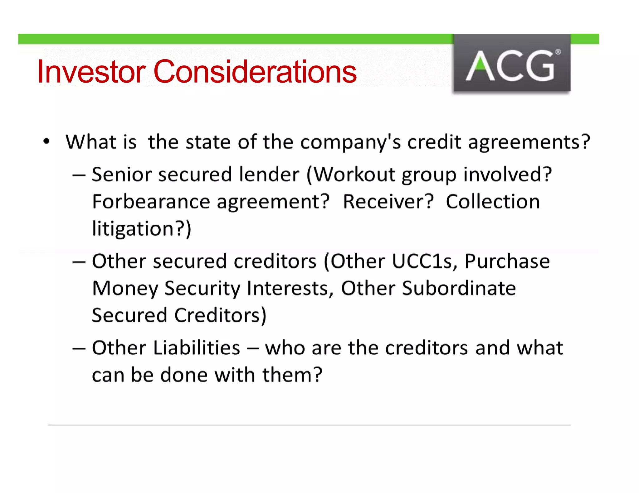 Investor Considerations 
 