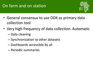 Baseline activities an data management