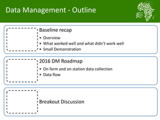 Baseline activities an data management