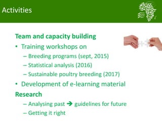 Long term genetic gains implementation plan for the African Chicken Genetic Gains program
