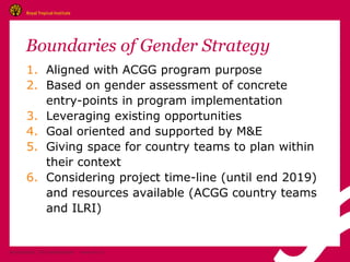 A gender strategy for ACGG