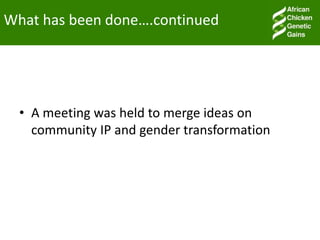 Gender in ACGG project: The case  of Tanzania