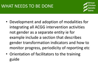 Gender in ACGG project: The case  of Tanzania