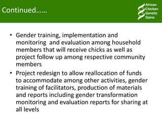 Gender in ACGG project: The case  of Tanzania