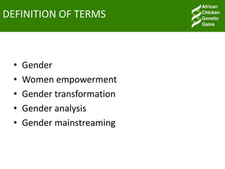 Gender in ACGG project: The case  of Tanzania