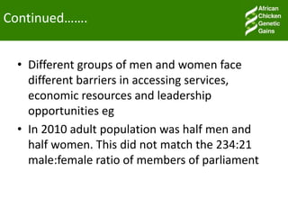 Gender in ACGG project: The case  of Tanzania