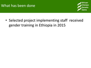 Gender in ACGG project: The case  of Tanzania