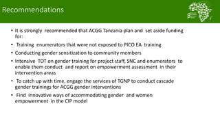 Lessons learnt from using gender analysis tools in Tanzania