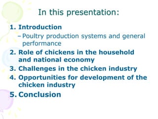 The role of chicken in the Tanzanian economy and opportunities for development: An overview