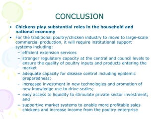 The role of chicken in the Tanzanian economy and opportunities for development: An overview