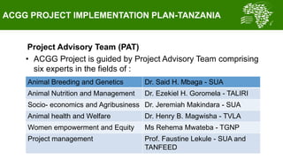 Summary of key outcomes from the first ACGG Tanzania innovation platform (IP) meeting