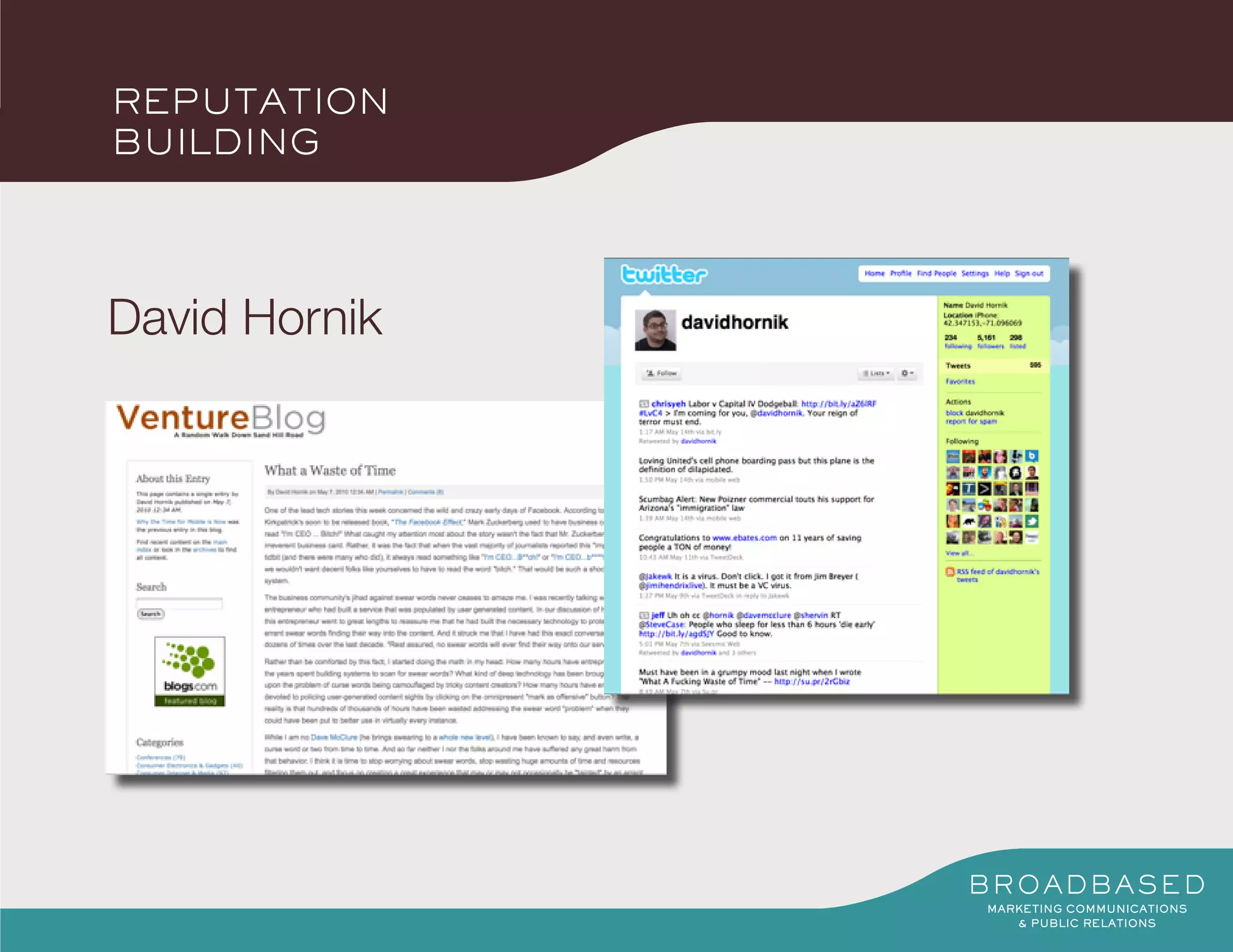 REPUTATION
BUILDING




David Hornik
 