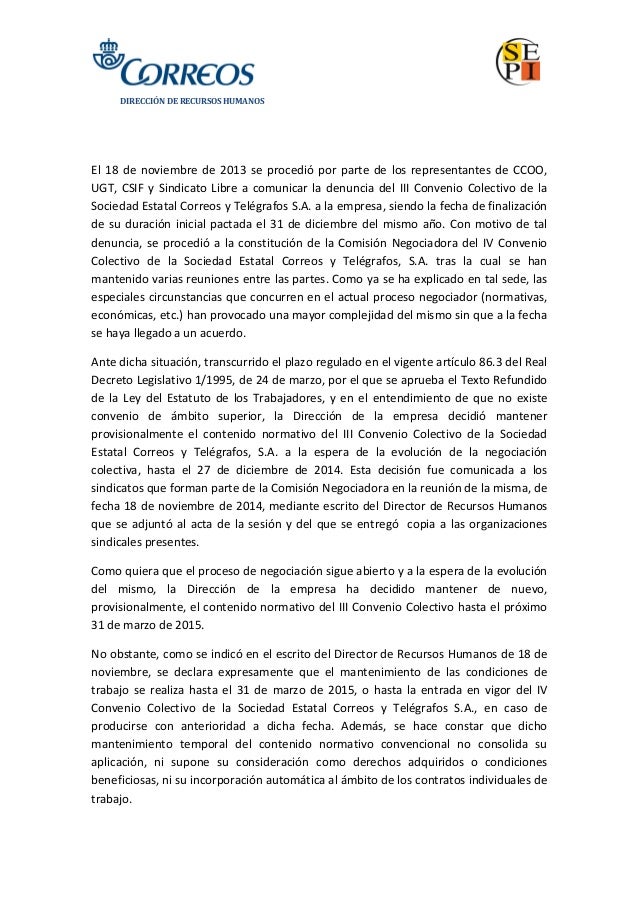Carta de Correos A cgt 27 de diciembre 2014