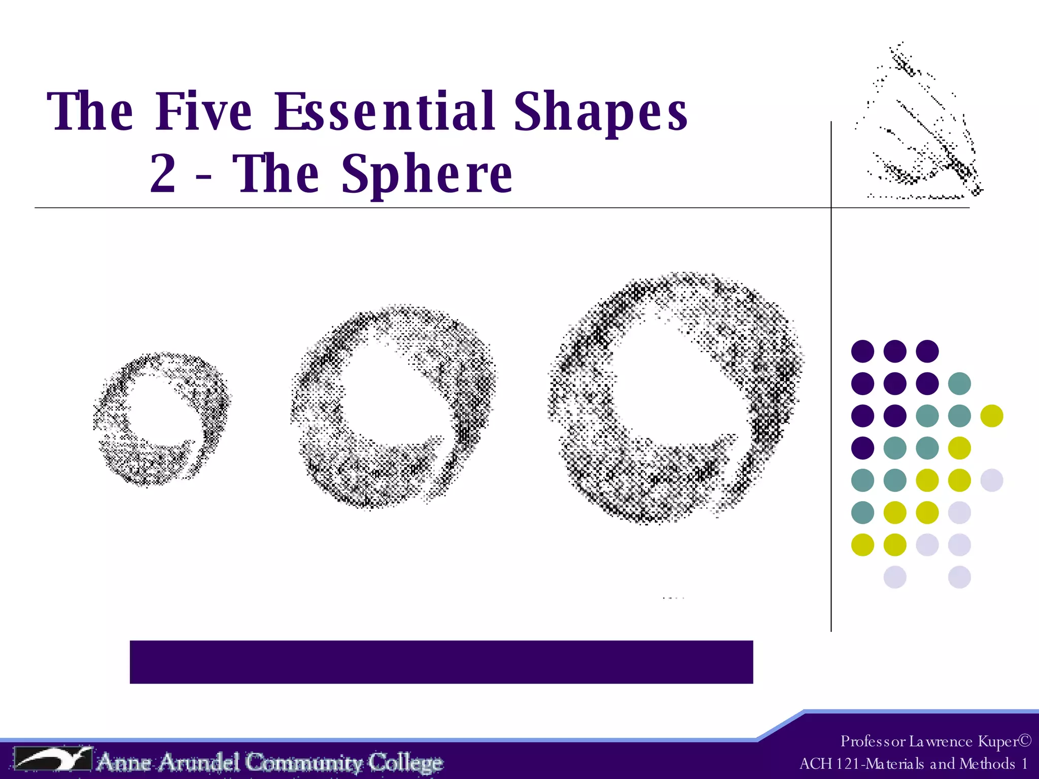 The Five Essential Shapes 2 - The Sphere Professor Lawrence Kuper© ACH 121-Materials and Methods 1 