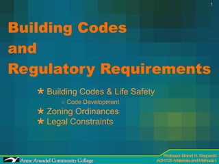 Building Codes  and  Regulatory Requirements ,[object Object],[object Object],[object Object],[object Object]