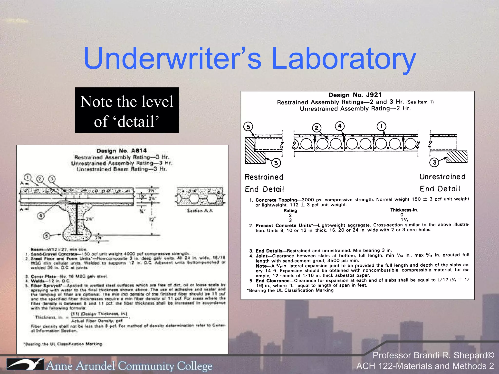 Underwriter’s Laboratory Note the level of ‘detail’ 