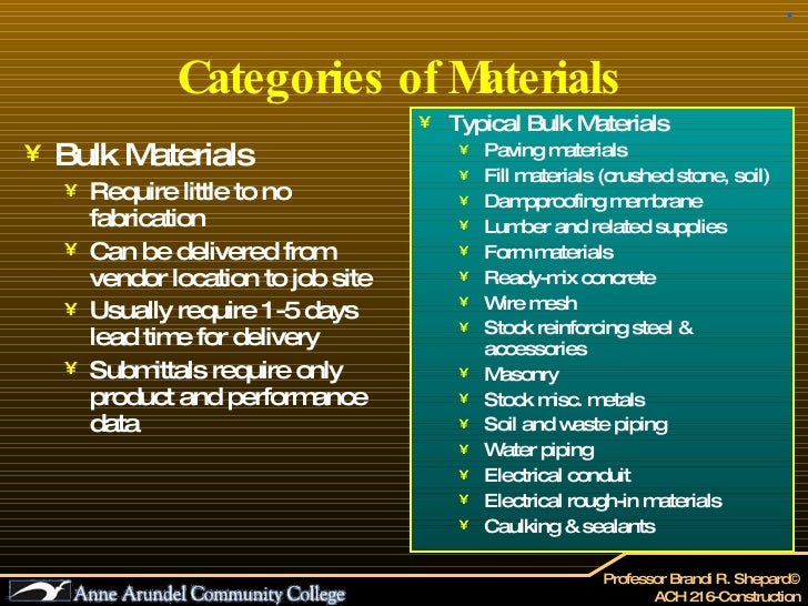 ACH 216 Lecture 10 (Materials Mgmt & Quality Assurance)