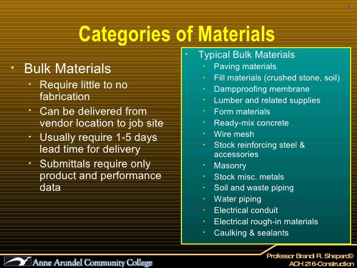ACH 216 Lecture 10 (Materials Mgmt & Quality Assurance)