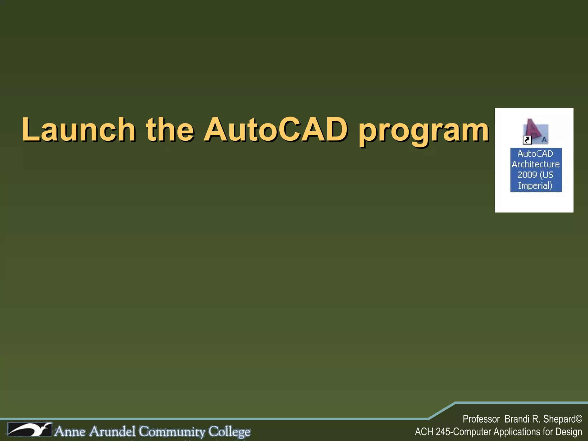 Launch the AutoCAD program 