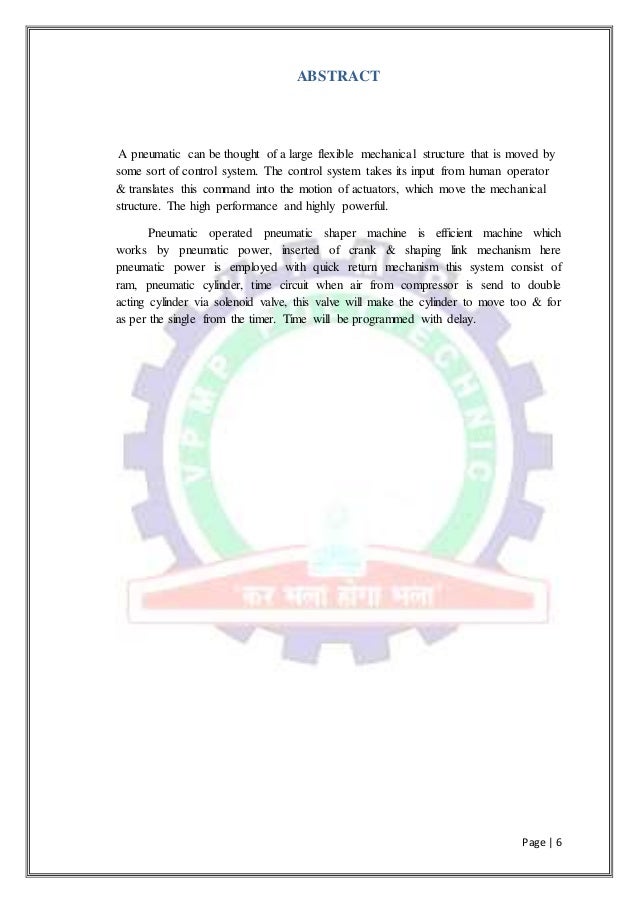 Pneumatic slotting machine project report example Pneumatic slotting machine project report example