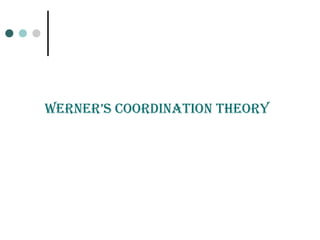 WErnEr’s Coordination tHEorY
 