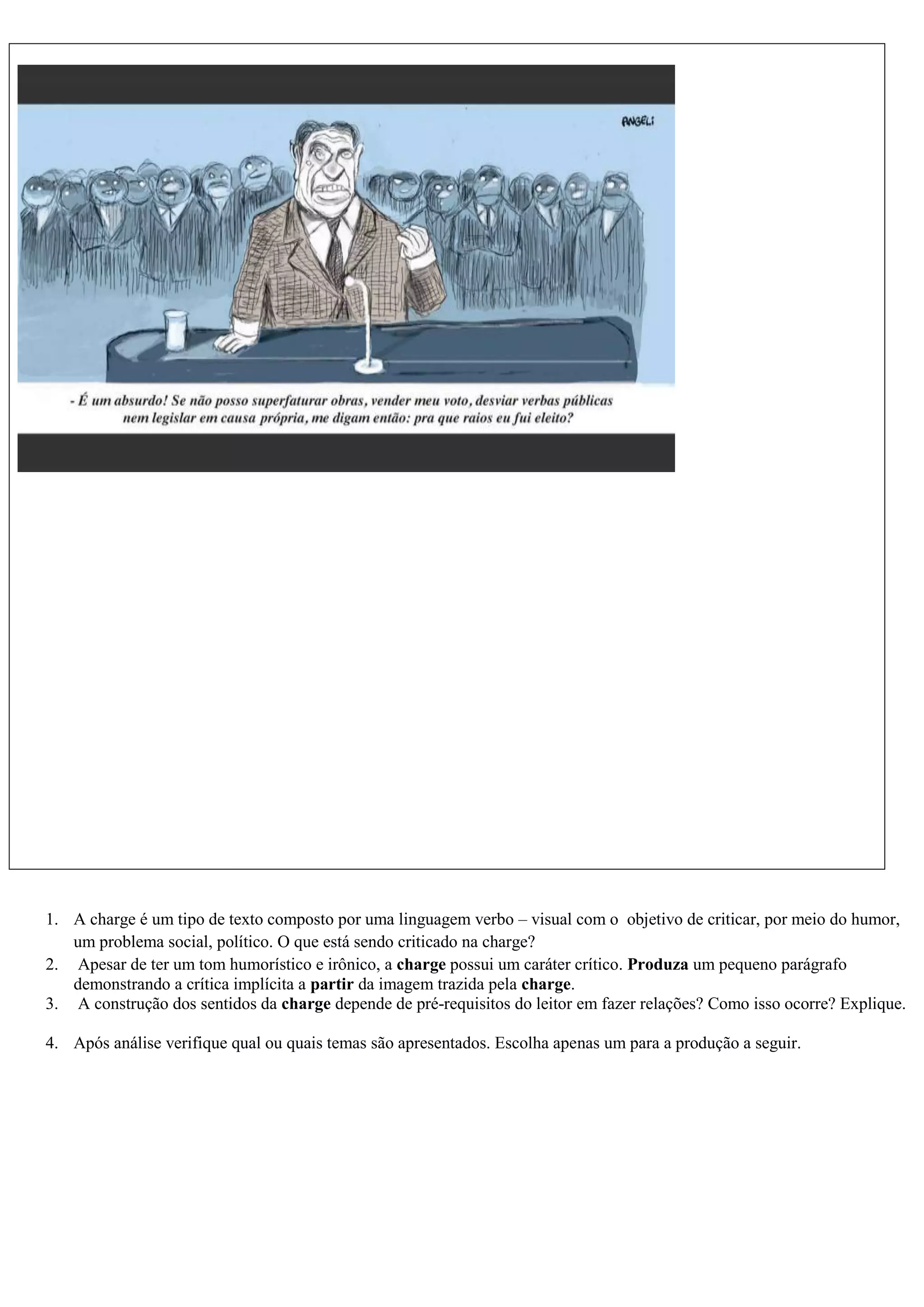 A charge é um tipo de texto composto por uma linguagem verbo | PDF