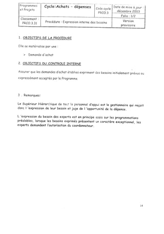 Achats depenses  procedure interne