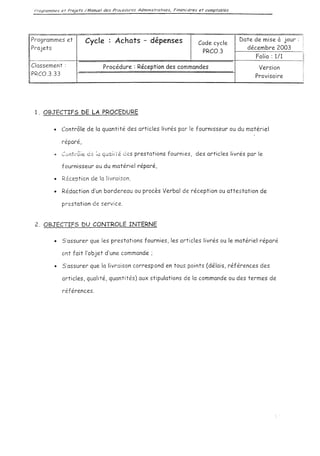 Achats depenses  procedure interne