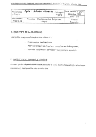 Achats depenses  procedure interne