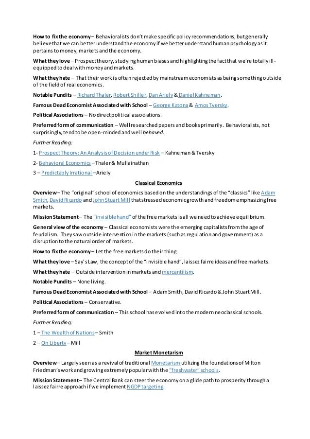 a cheat sheet for understanding the different schools of economics ju behavioral statistics cheat sheet