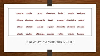 ALGUMAS PALAVRAS DE ORIGEM ÁRABE
 